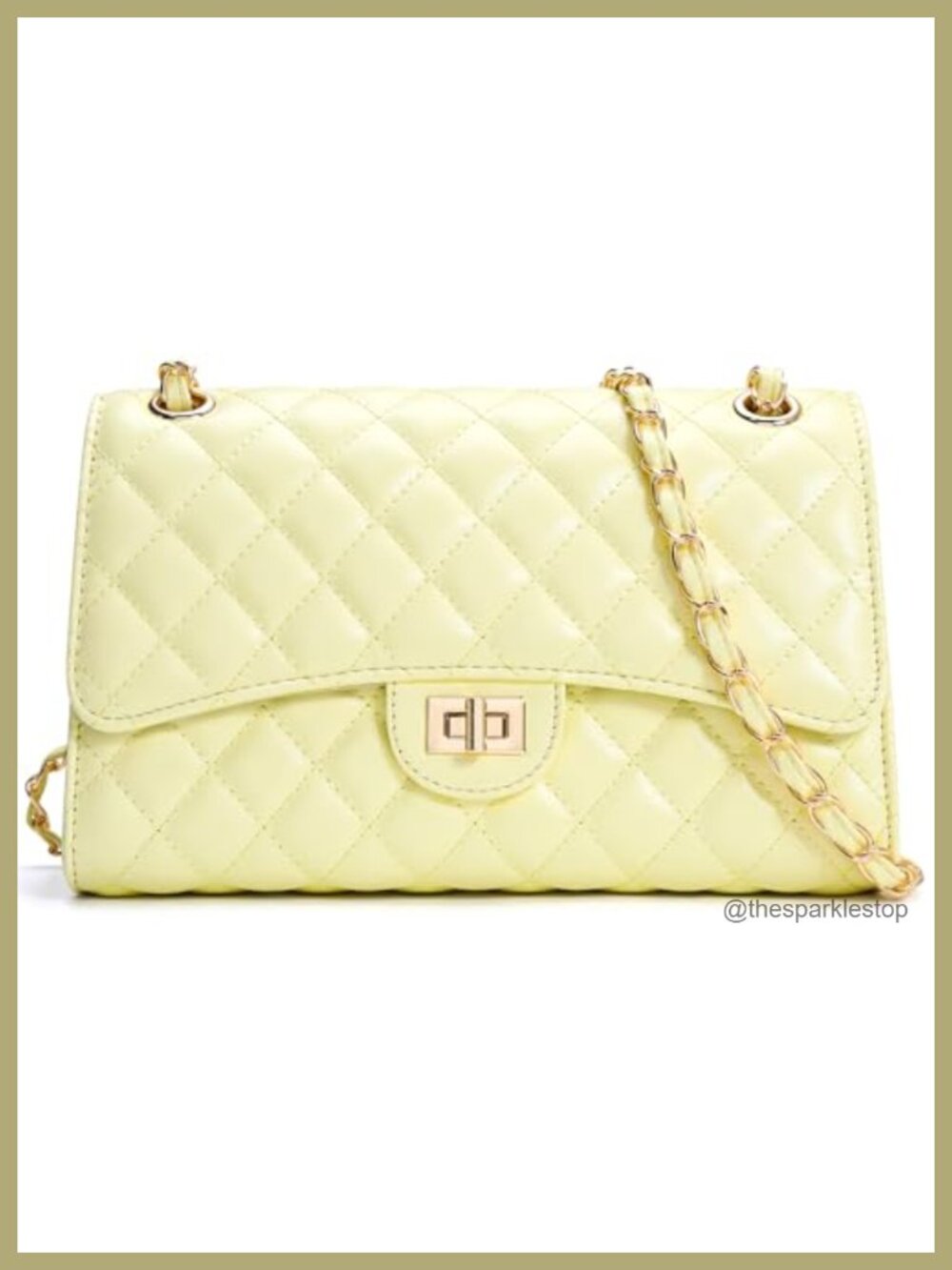 Quilted PU Leather Crossbody Bag with Chain Strap Satchel Handbag for Women